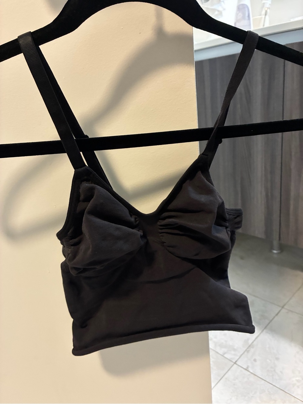 SKIMS Black Ruched Bralette Cami
